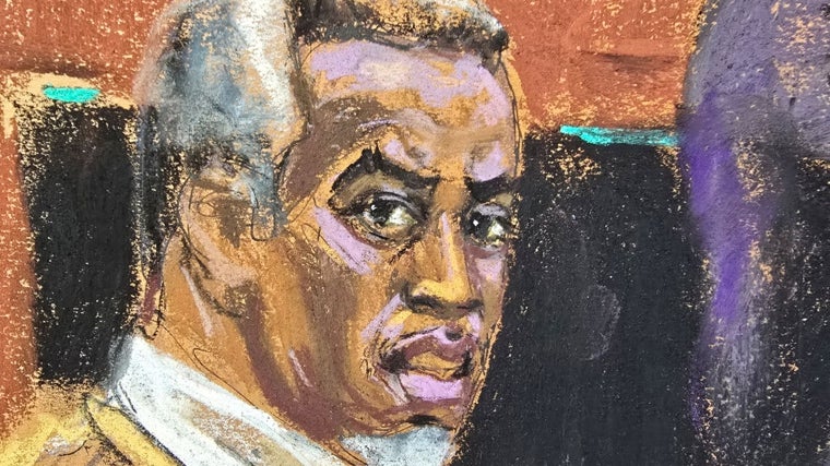 Una de las imágenes difundidas del juicio de Sean 'Diddy' Combs