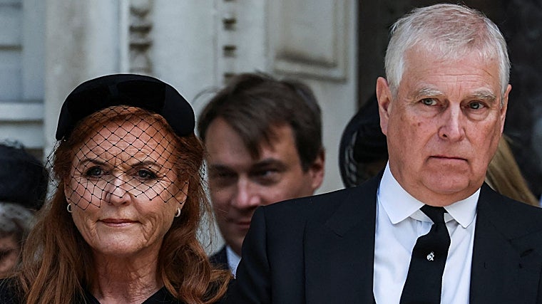 El Príncipe Andrés y Sarah Ferguson, en el reciente funeral por la duquesa de Kent
