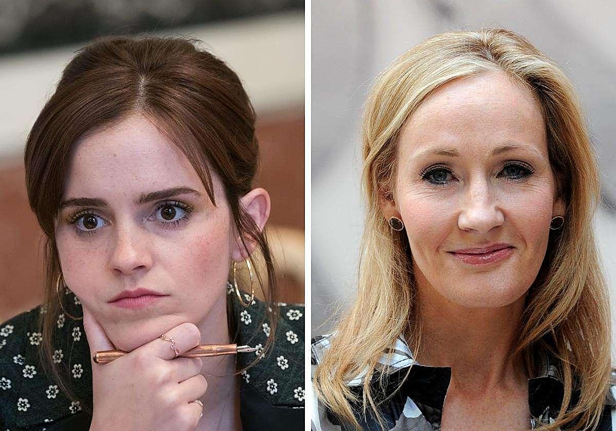 La actriz Emma Watson y la escritora J.K. Rowling