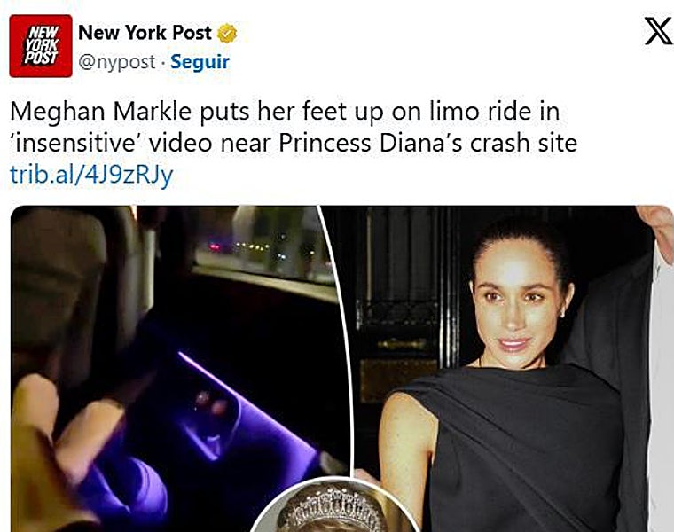 Meghan Markle, atacada por publicar una foto superficial entrando en el túnel donde murió Lady Di
