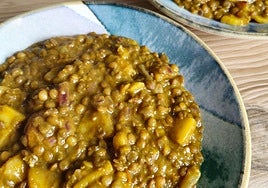 Lentejas con manzana y curry