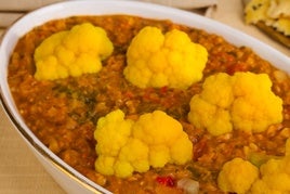 Lentejas al curry con coliflor