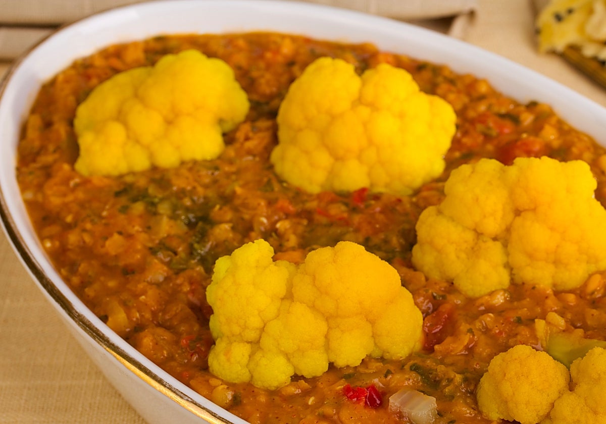Lentejas al curry con coliflor
