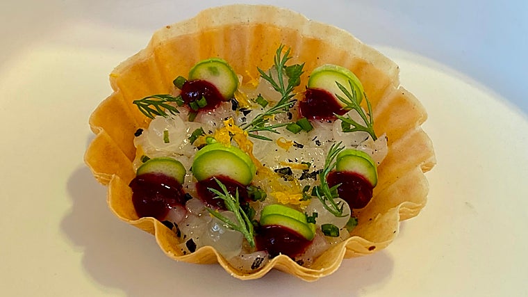 Tartaleta de vieiras con cítricos de José Carlos García en Málaga