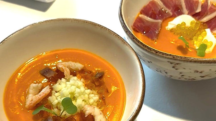 Salmorejo cordobés y salmorejo amantillado elaborados en el restaurante Garum 2.1 de Córdoba
