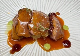 Magret de pato a la malagueña, uno de los platos del restaurante Ménade