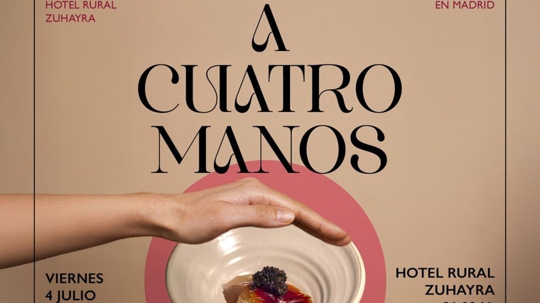 Fragmento del cartel del evento 'A cuatro manos' en Zuheros, Córdoba