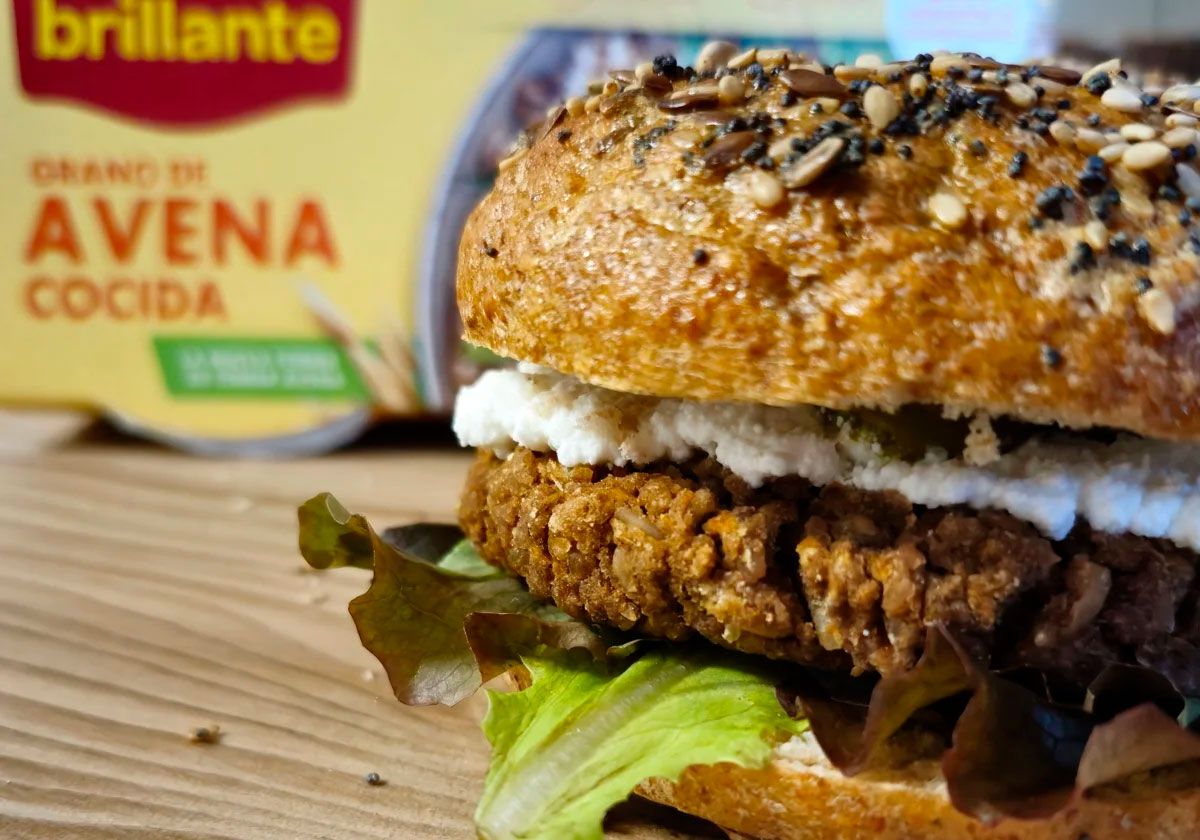 Hamburguesa de lentejas, cacahuetes y avena