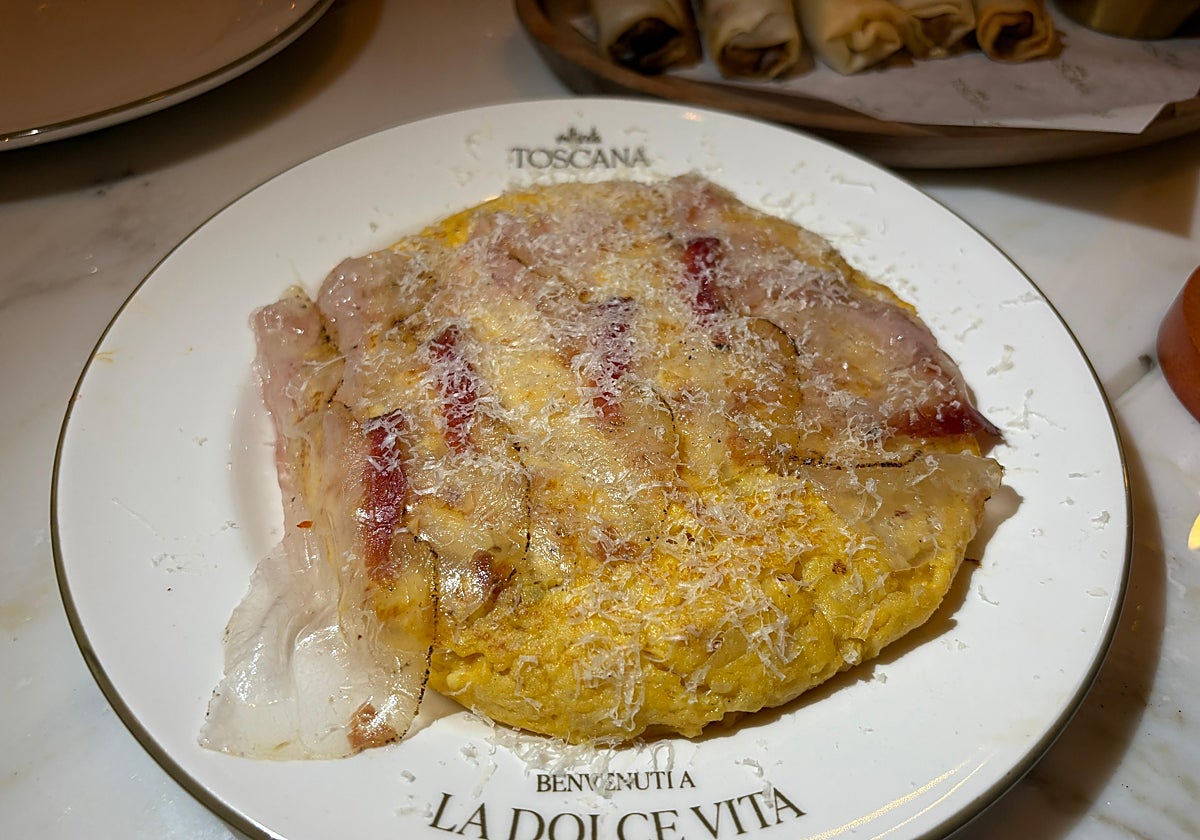 Tortilla carbonara en el restaurante  Voltereta Toscana de Córdoba
