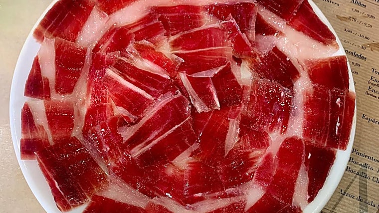 Plato de jamón de Casa Román