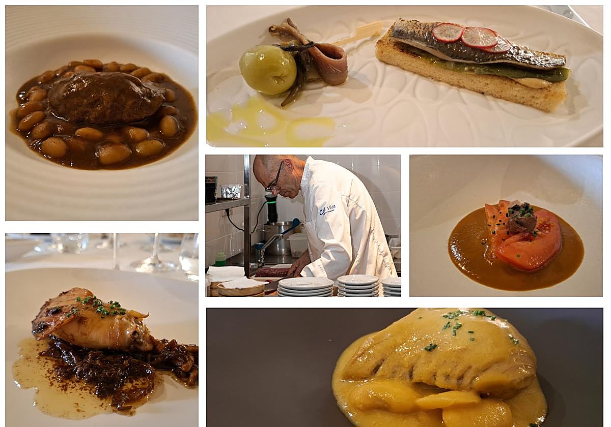 Montaje con algunos de los platos del menú degustación de Cal Viva en Morón de la Frontera