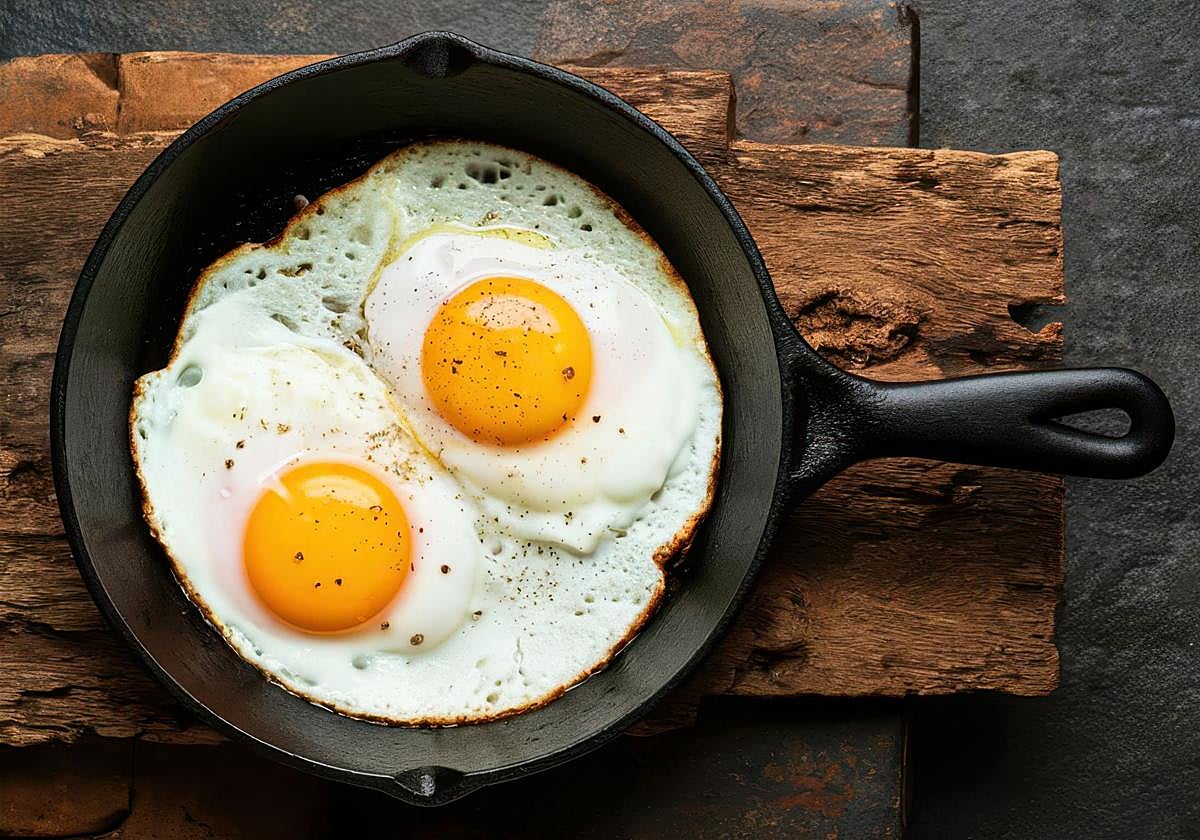 Fríe huevos en la sartén sin que se peguen