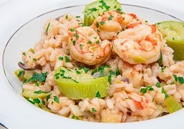 Risotto de calabacín y gambas