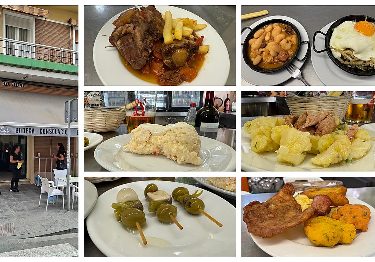 Montaje con algunos de los platos de la carta de la Bodega Consola, en Los Remedios