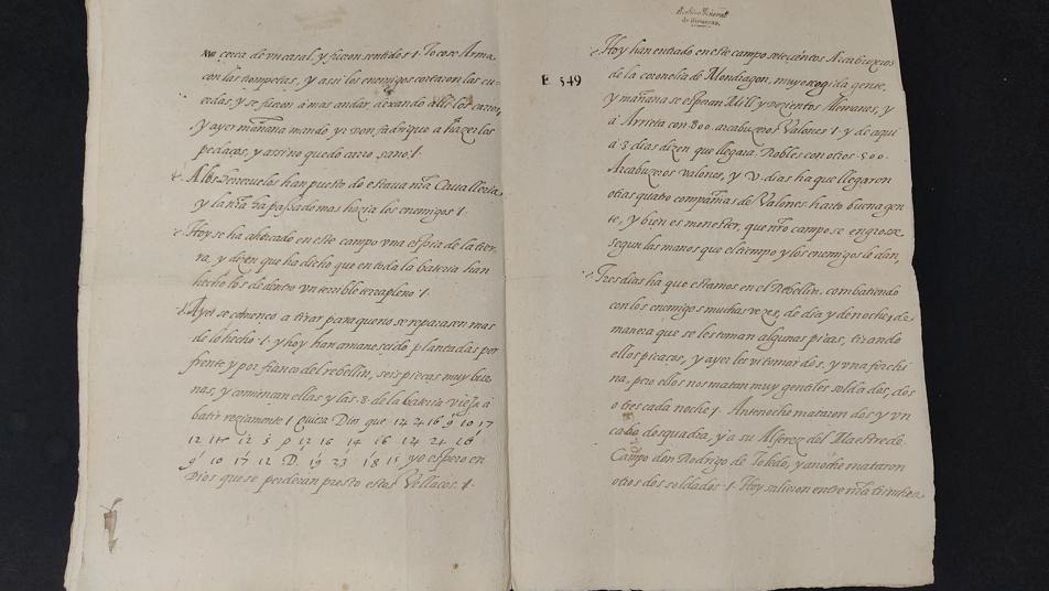 Parte de la carta escrita por el capitán en el siglo XVI