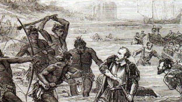 Muerte de Magallanes en la batalla de Mactán.