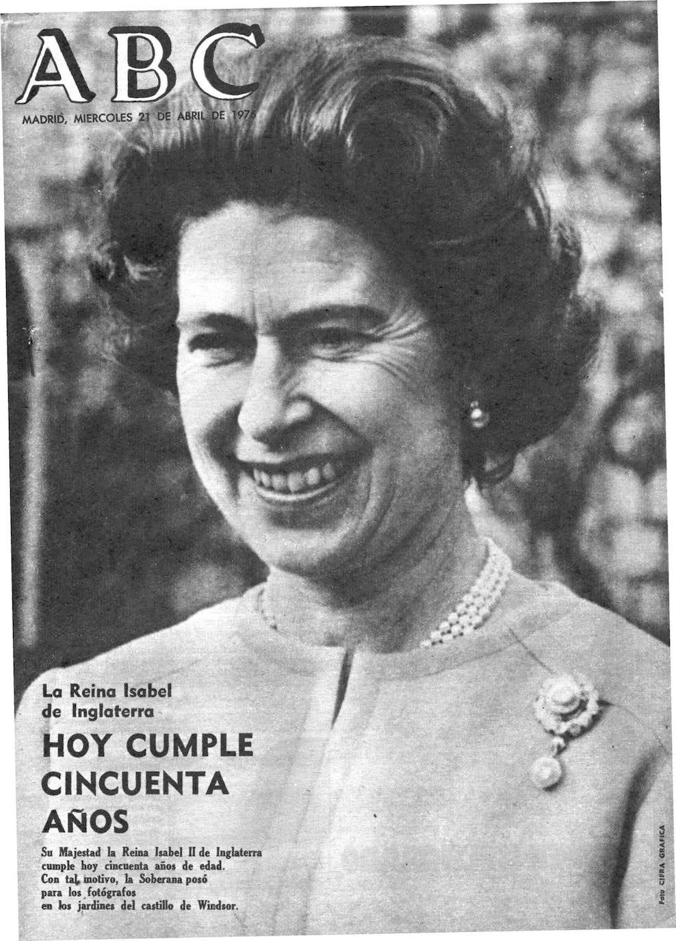 La portada del 21 de abril de 1976 estaba dedicada al 50 cumpleaños de la Reina de Inglaterra.