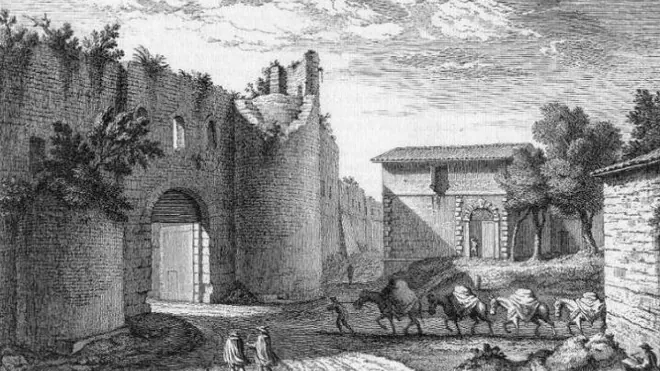 La puerta que los asaltantes atravesaron para saquear Roma