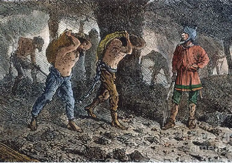 Ilustración sobre la explotación de las minas en la Antigua Roma
