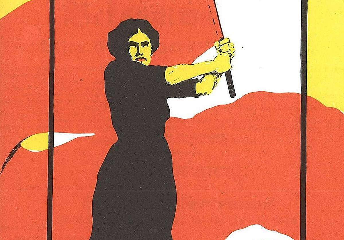 Detalle de un cartel alemán de 1914 del Día de la Mujer, en que se reclama el derecho de sufragio femenino.