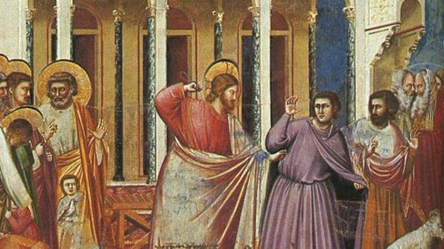 Expulsión de los mercaderes del templo, según la interpretación de Giotto (siglos xiii-xiv).