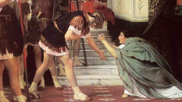 La Guardia Pretoriana, proclamando emperador a Claudio, por Lawrence Alma-Tadema