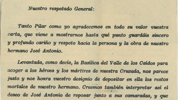 Response of Miguel and Pilar Primo de Rivera to Franco in 1959