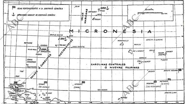 Mapa publicado por ABC a finales de los años cuarenta