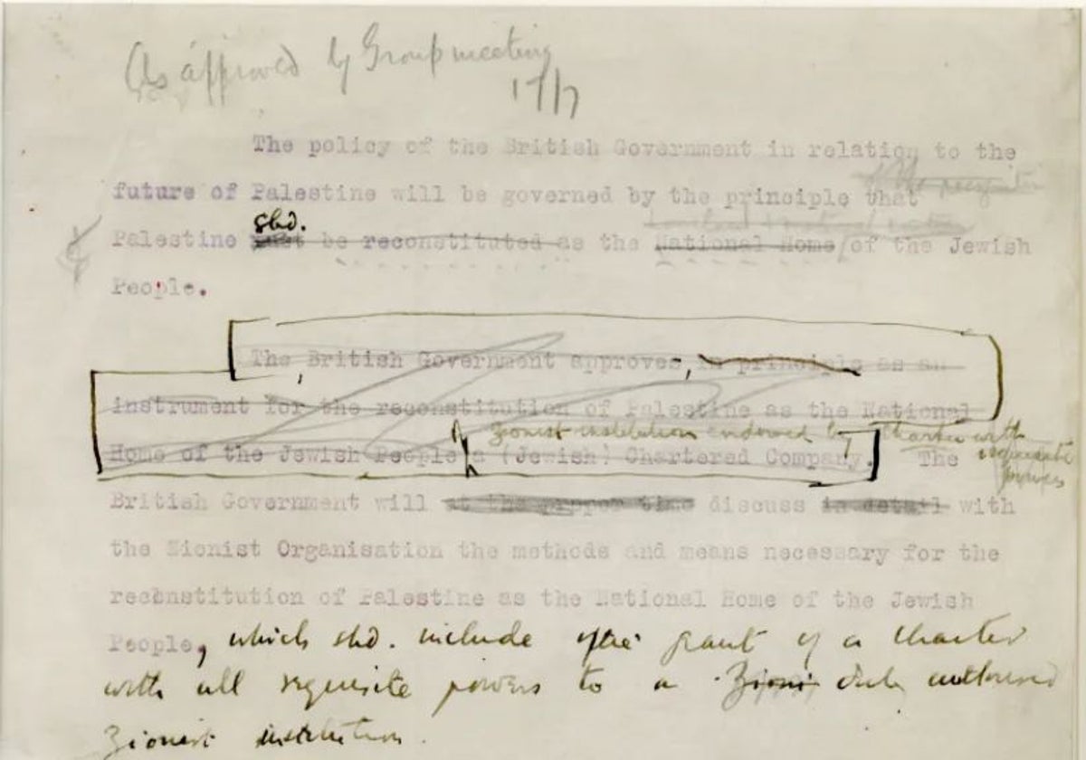 Borrador de la Declaración de Balfour de 1917