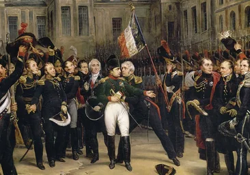 'El adiós de Napoleón', pintado por Alphonse Monfort, sobre la escena antes de que el emperador francés dejara Fontainebleau