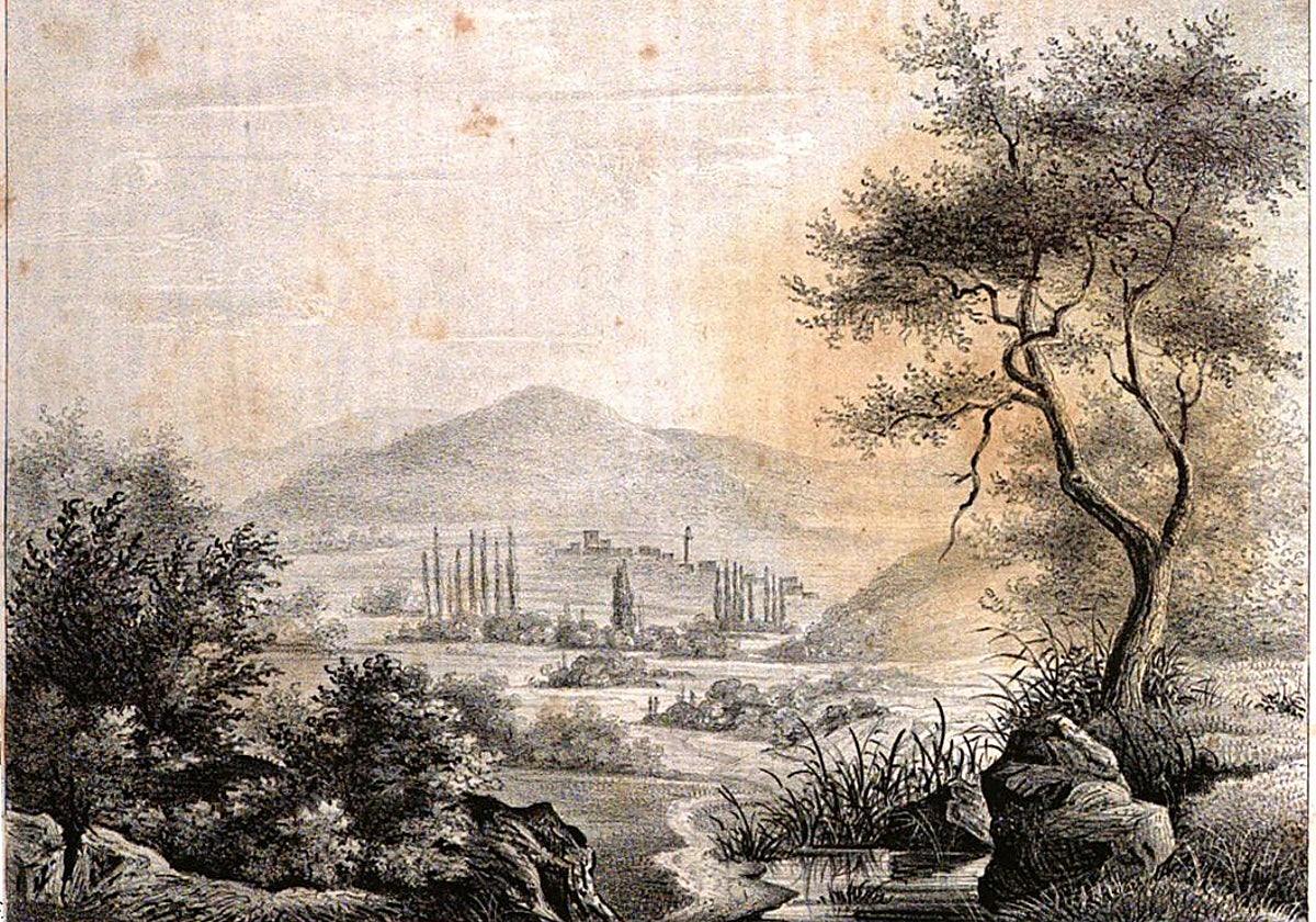 Ilustración de 1835, con la colina donde se creyó al principio que estaba Troya