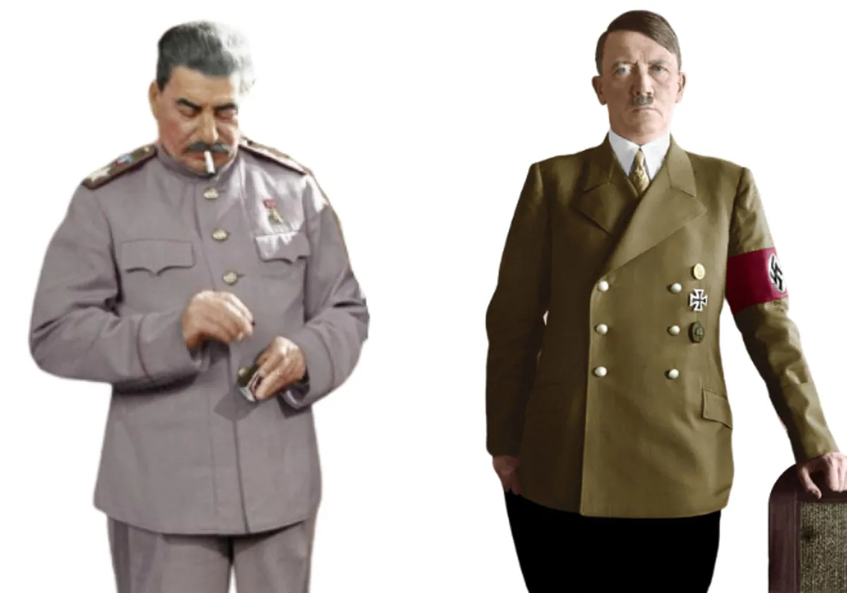 Montaje con Hitler (derecha) y Stalin, en la época de la Segunda Guerra Mundial