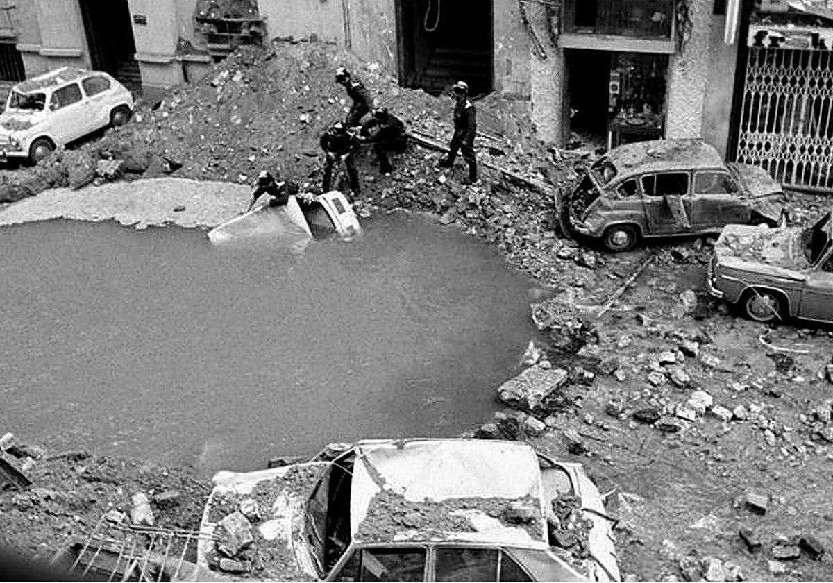 Agujero que dejó el atentado de Carrero Blanco en 1973