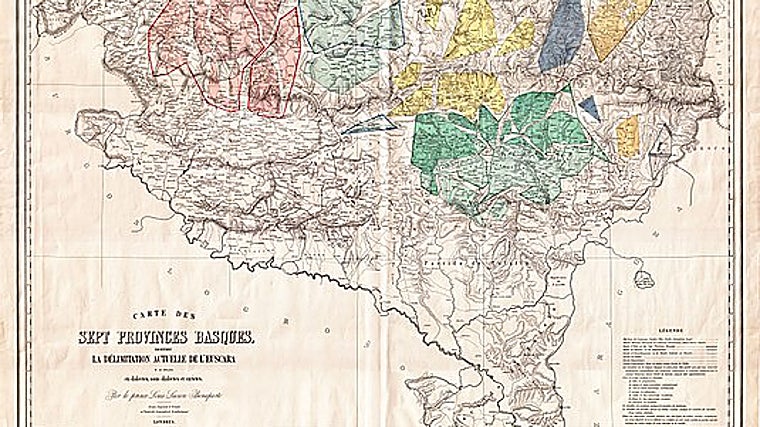 Mapa de los dialectos vascos realizado por Luis Luciano Bonaparte