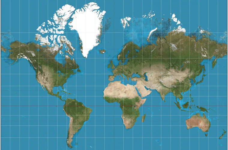 Mapa en proyección Mercator