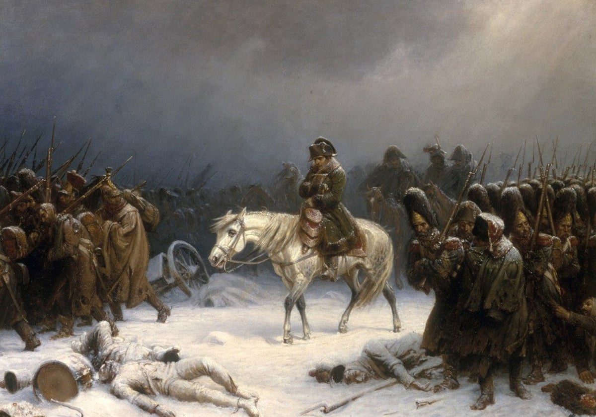 'El retiro de Napoleón de Rusia', pintado por Adolph Northen en la segunda mitad del siglo XIX