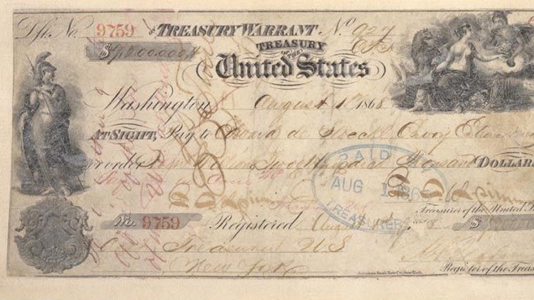 Cheque emitido por Rusia para los Estados Unidos