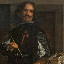 Detalle de 'Las Meninas' en las que el pintor se autoretrató trabajando