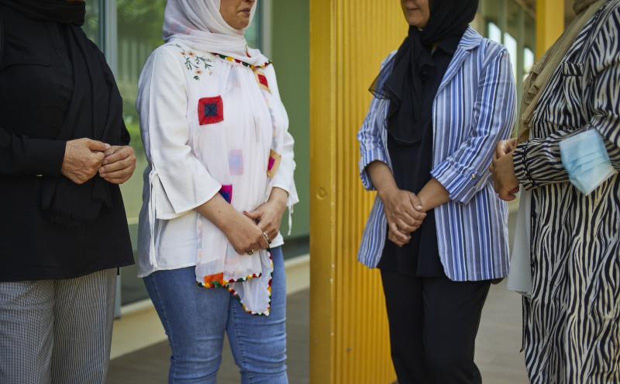 Suraya, Gulalai, Friba y Helena, durante la entrevista