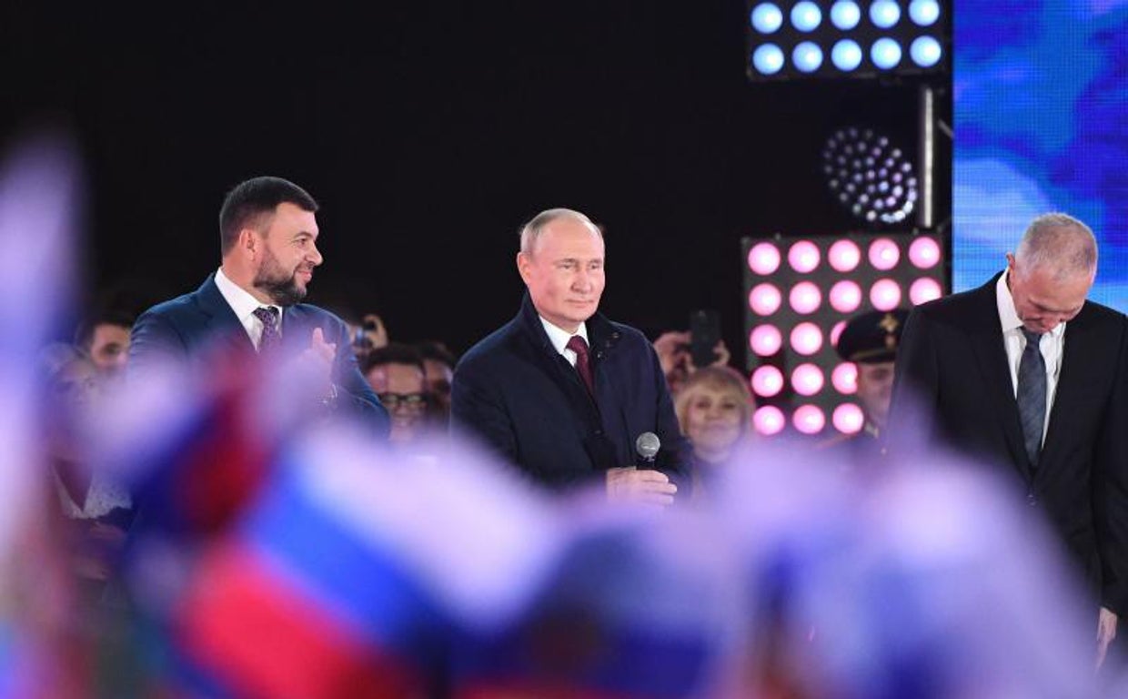 Putin durante la celebración de la anexión de cuatro territorios ucranianos a Rusia