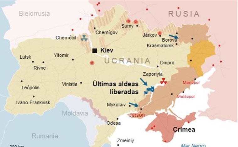 Mapa de la guerra en Ucrania hoy: así está el control ruso de las fronteras ucranianas siete meses después