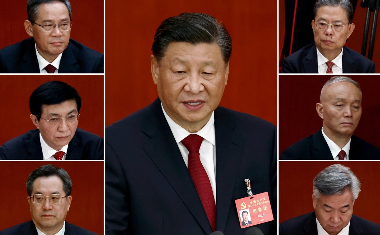 Los integrantes del Comité Permanente del Politburó liderado por Xi Jinping