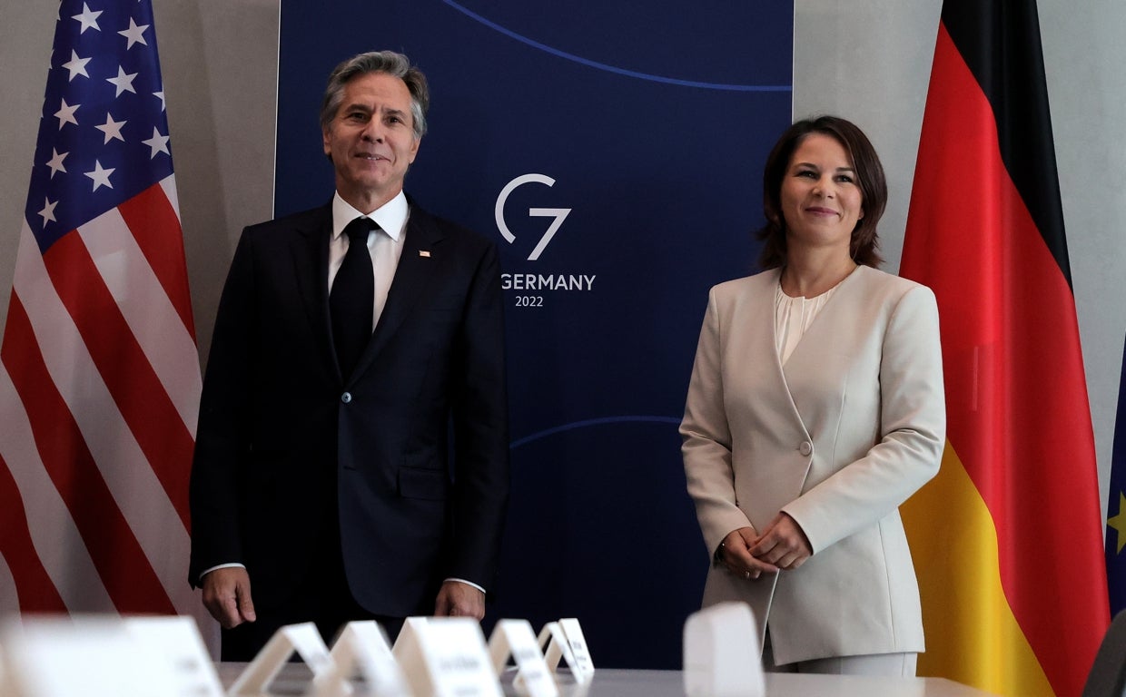 El secretario de Estado de EE.UU., Antony Blinken, con la ministra alemana de Exteriores, Annalena Baerbock