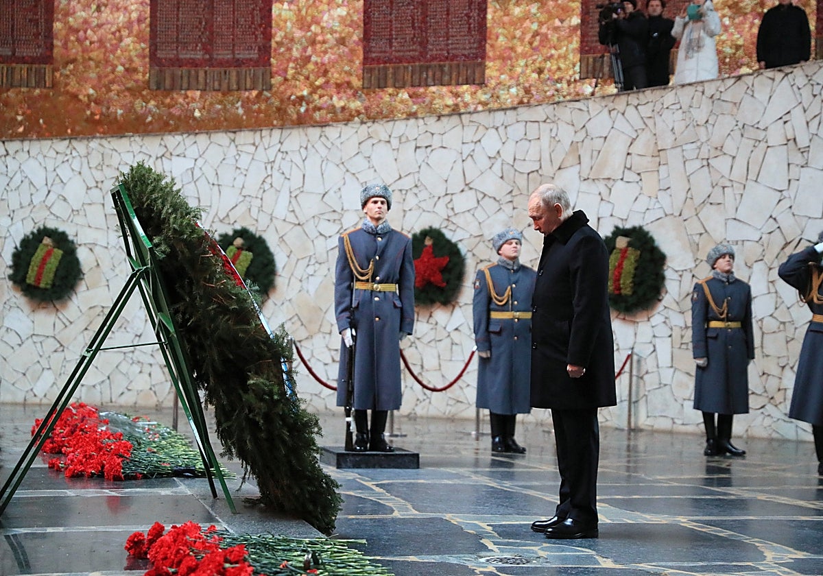 Putin durante las celebraciones del 80 aniversario de la victoria soviética en Stalingrado