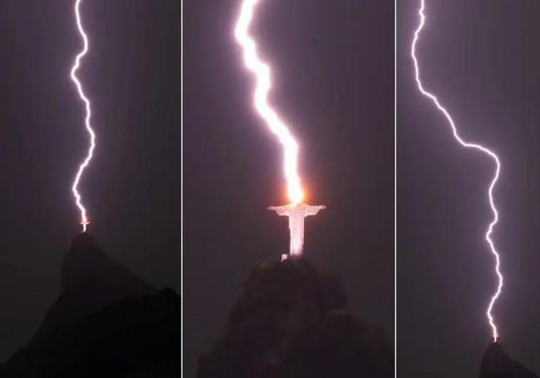 «Rayo divino»: el espectacular momento en el que una centella golpea al Cristo Redentor de Rio de Janeiro