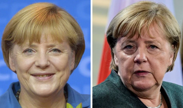Angela Merkel en 2013 (izquierda) y 2021 (derecha)