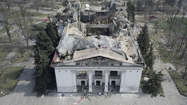 Vista aérea del Teatro ドラマティコ デ マリウポール