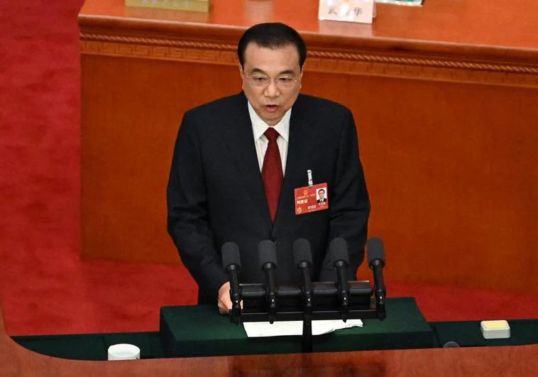 Chinese Premier Li Keqiang during his speech at the opening of the National People's Congress