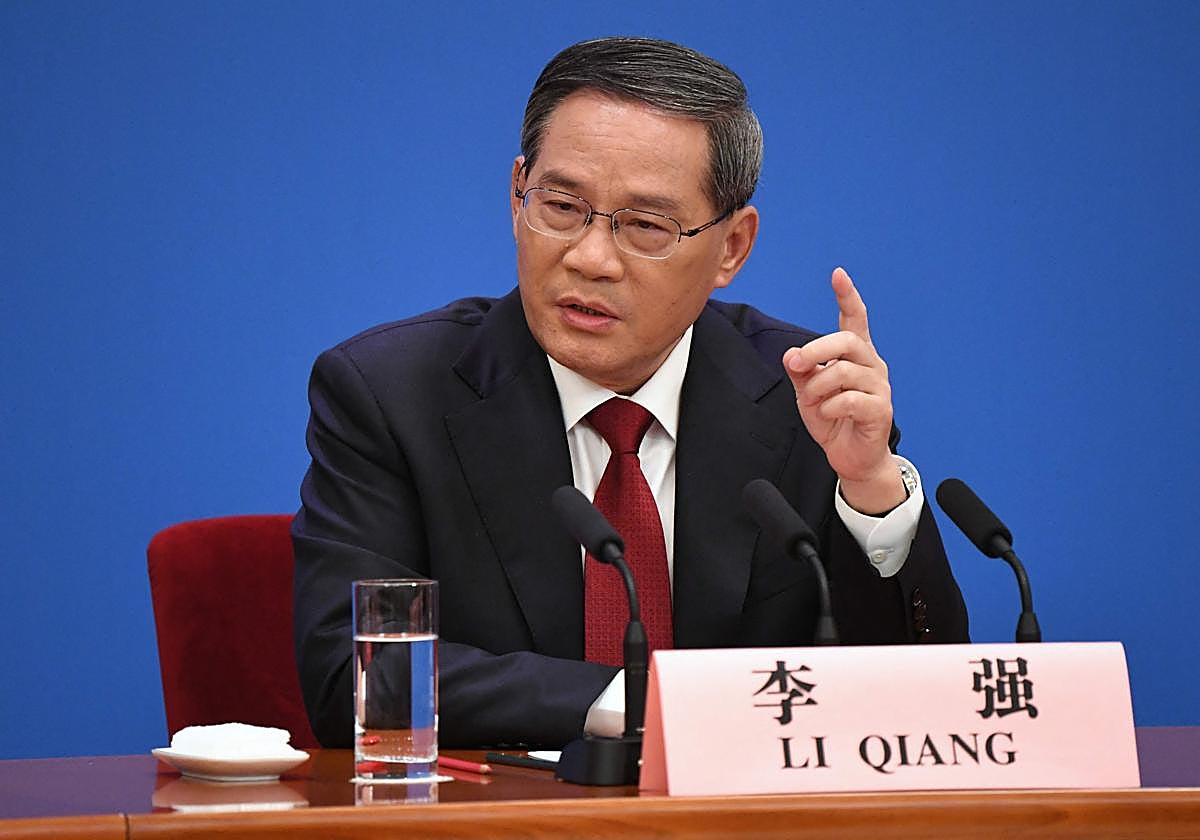 El primer ministro de China, Li Qiang, durante una rueda de prensa tras la clausura de la Asamblea Nacional Popular