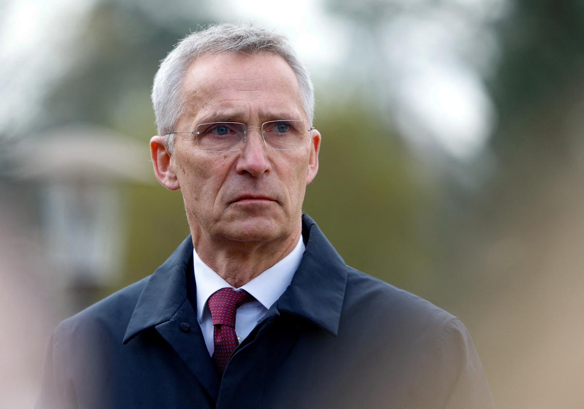 El secretario general de la OTAN, Jens Stoltenberg, este viernes en la base militar de EE.UU. en Ramstein (Alemania)